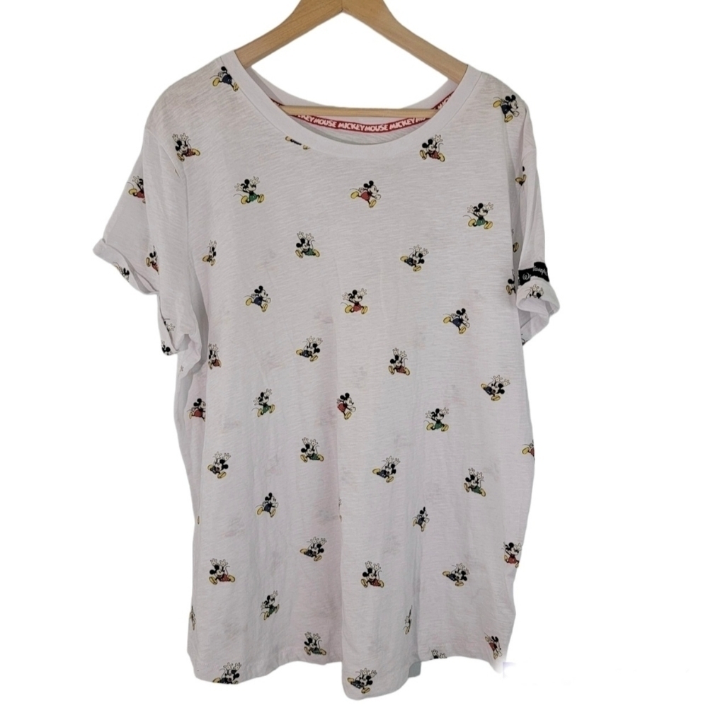Disney Parks Mickey Mouse Women's White Crewneck Short Sleeve Top Size 1X